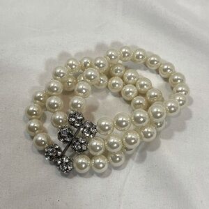 Three Strand Faux Pearl Bracelet